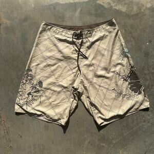 Tapa Threads Board Shorts Men's 38 Beige Drawstring Chino Surfing Swimming Beach